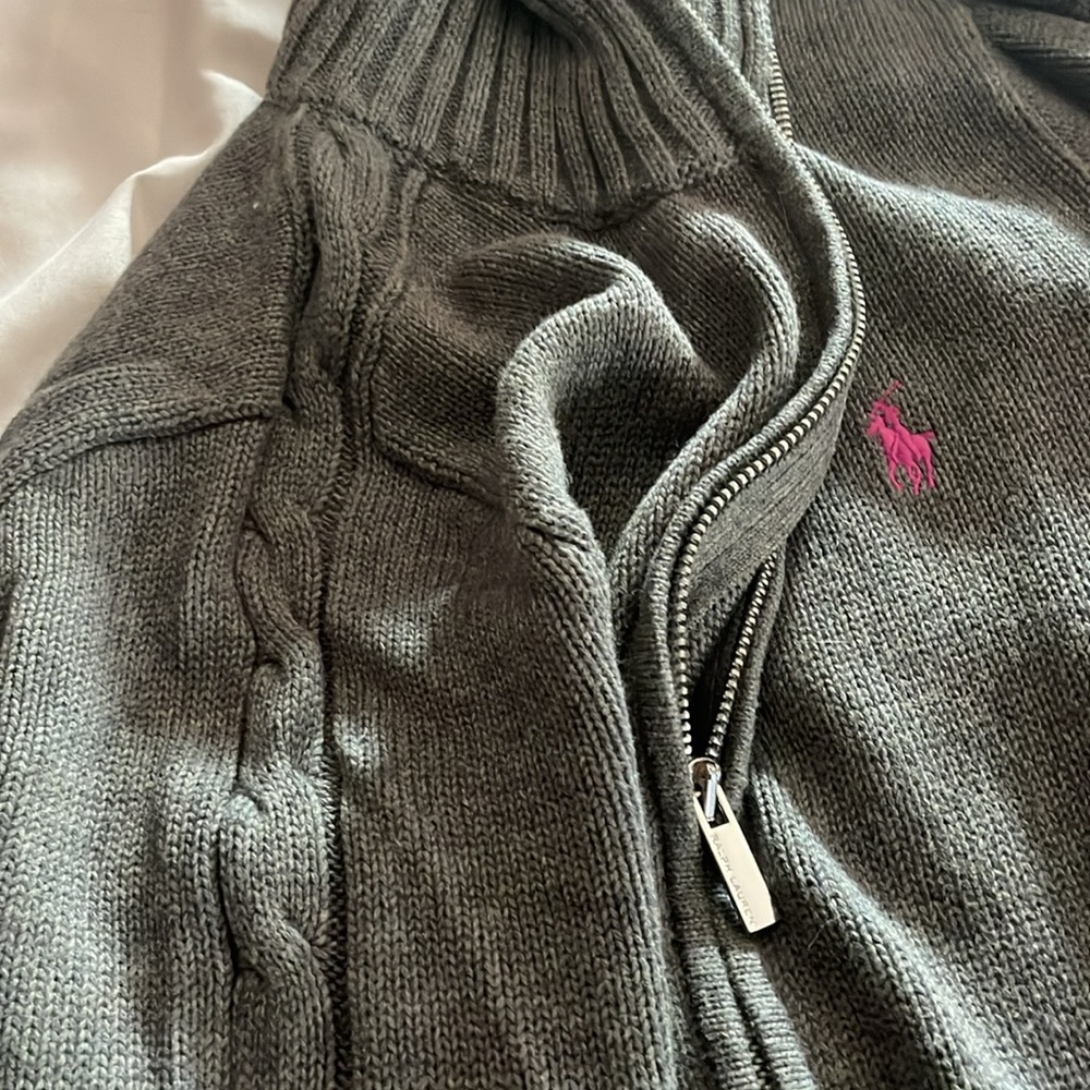 Ralph Lauren Gray Sweater with Pink Logo - Picture 6 of 6